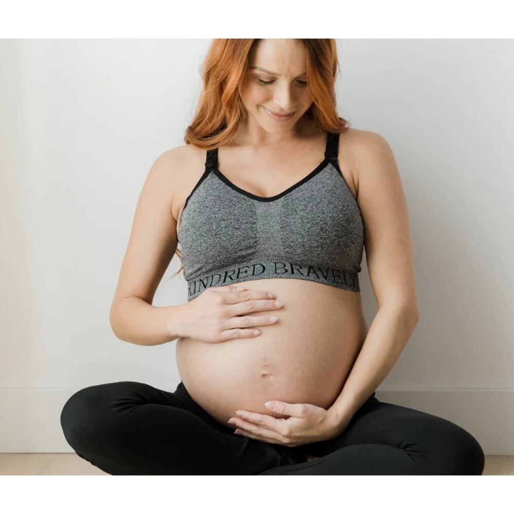 Kindred Bravely Gray Maternity/Nursing Sports Bra with Black Trim